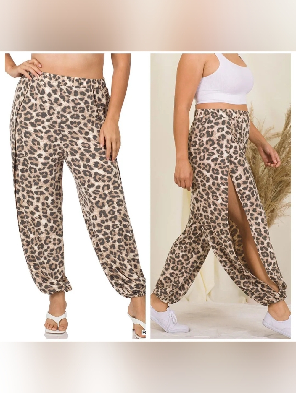 🆕️ Zenana Leopard Print Wide-Leg Slit Pants